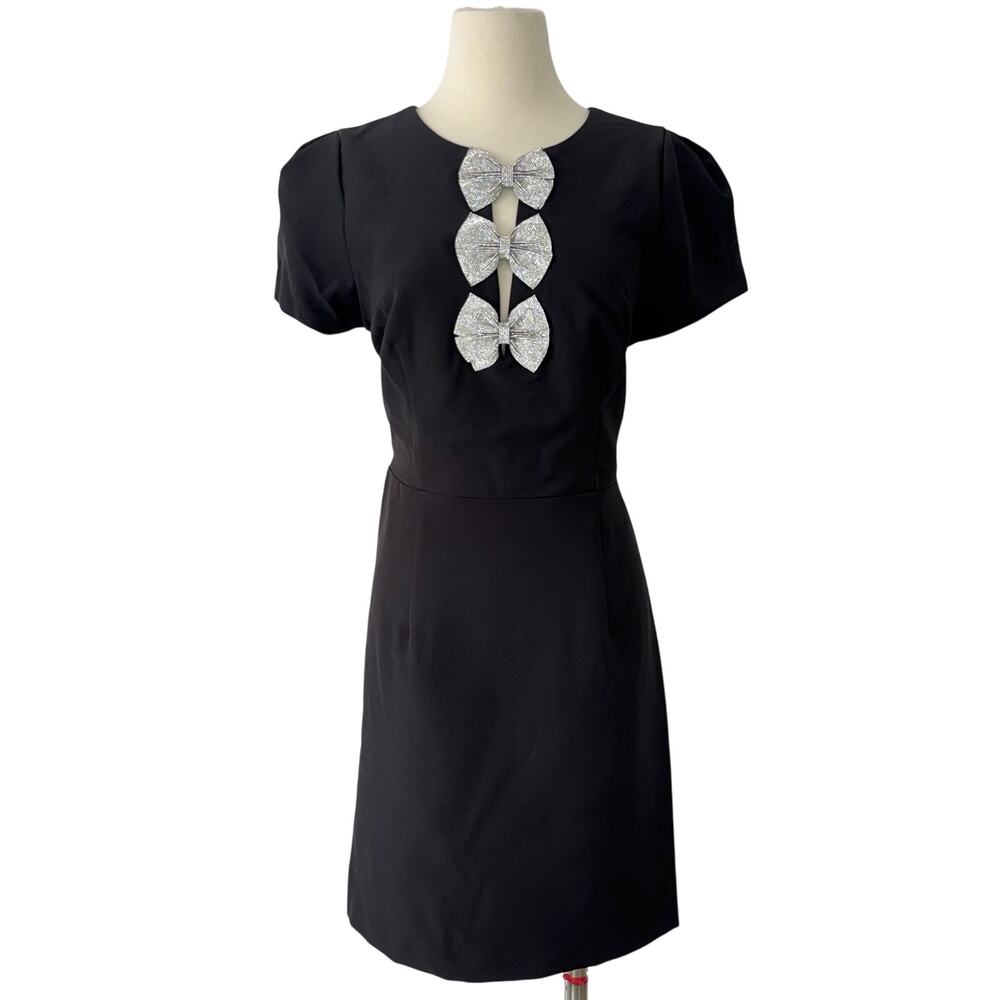 Sam Edelman Cady Rhinestone Bow Mini Dress in Black | Size 14 NWT - Picture 1 of 11